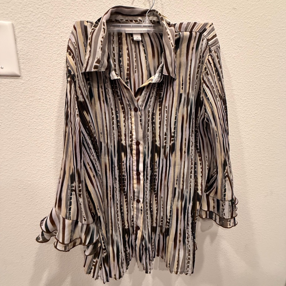 dressbarn pleated y2k Multicolor Striped Blouse